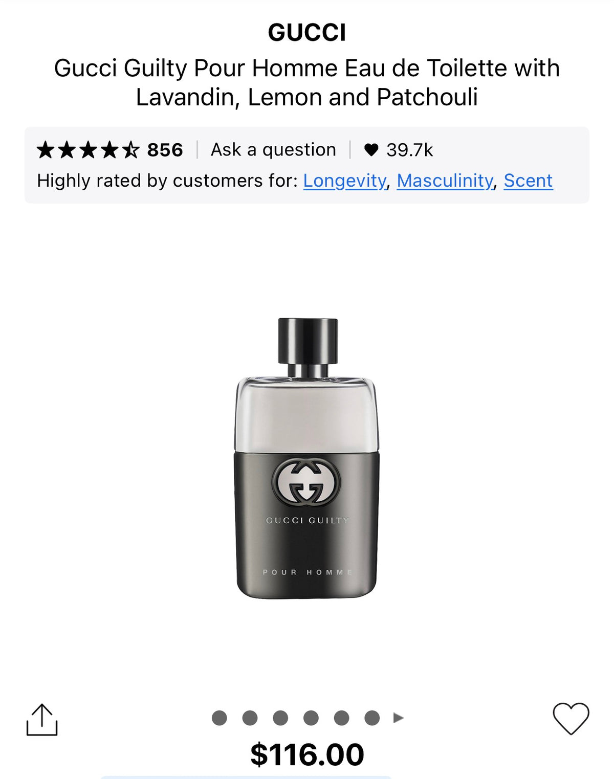 Gucci Guilty Pour Homme EDT Mens 1.6oz(50mL)