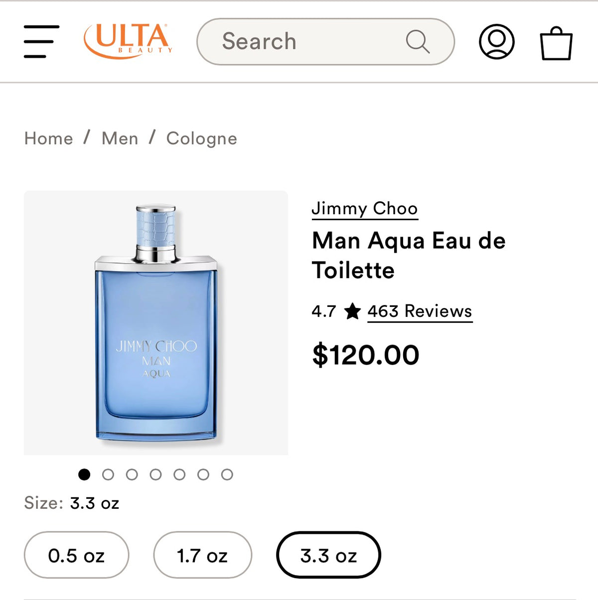 Jimmy Choo Man Aqua EDT Mens 3.3oz(100mL)