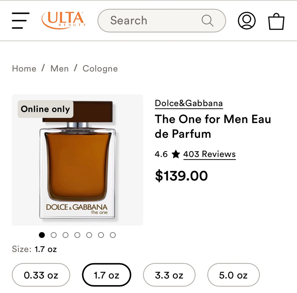 Dolce & Gabbana The One for Mens EDP 1.7oz(50mL)