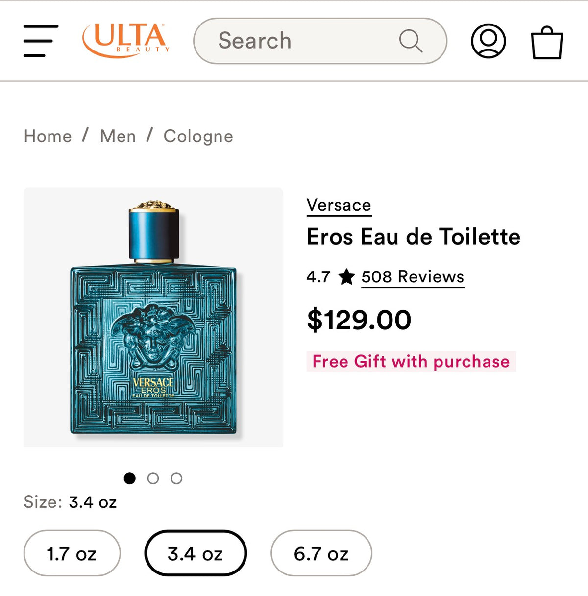 Versace Eros EDT Men’s 100mL(3.3oz)