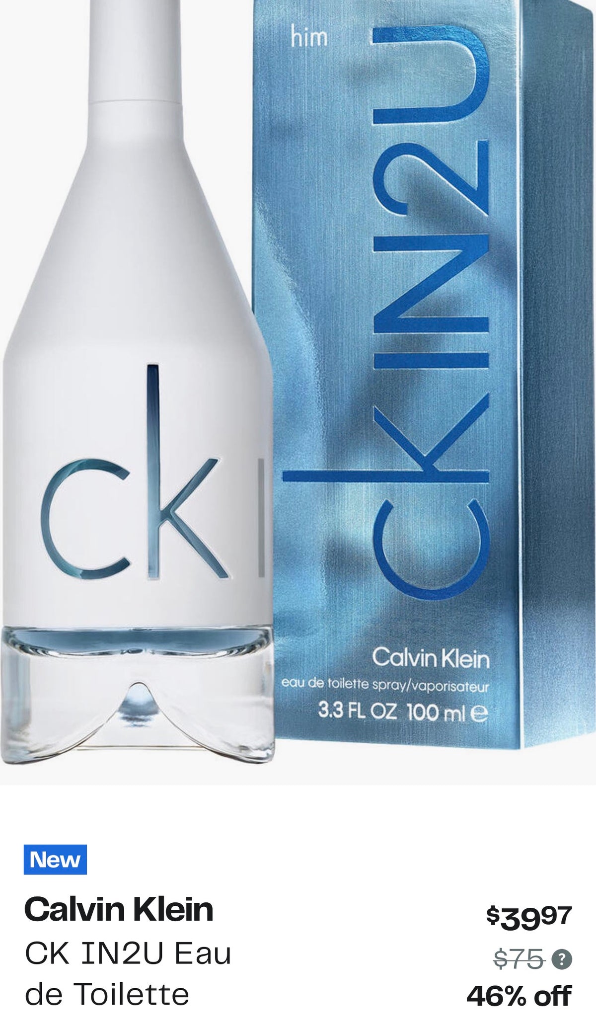CKIN2U for Him by Calvin Klein EDT 100mL(3.3oz)