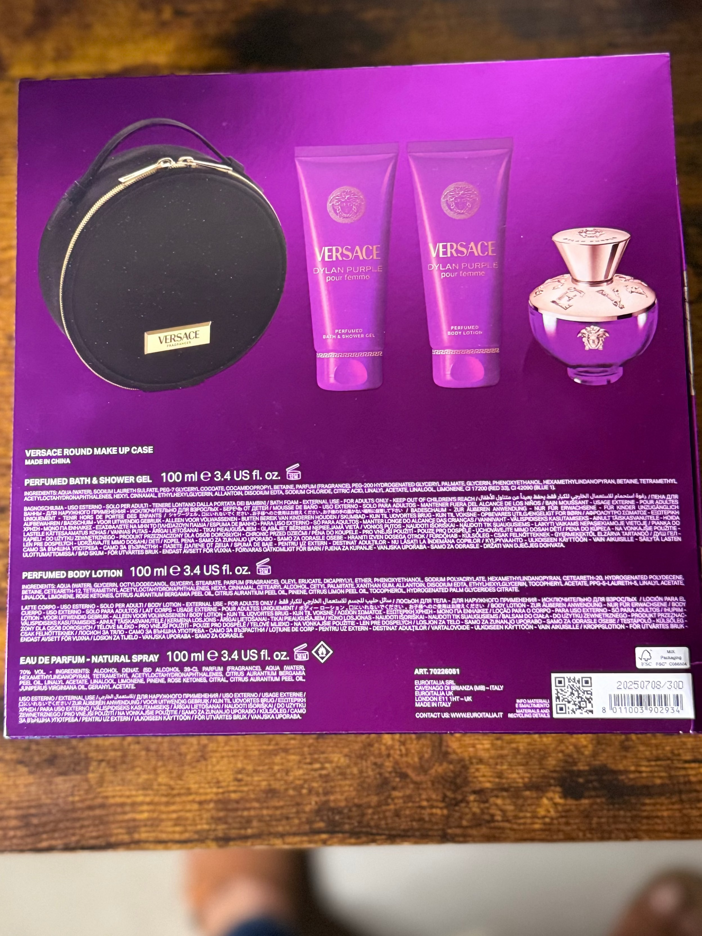 Versace Dylan Purple EDP 3.4oz (100mL) 4 piece Gift Set